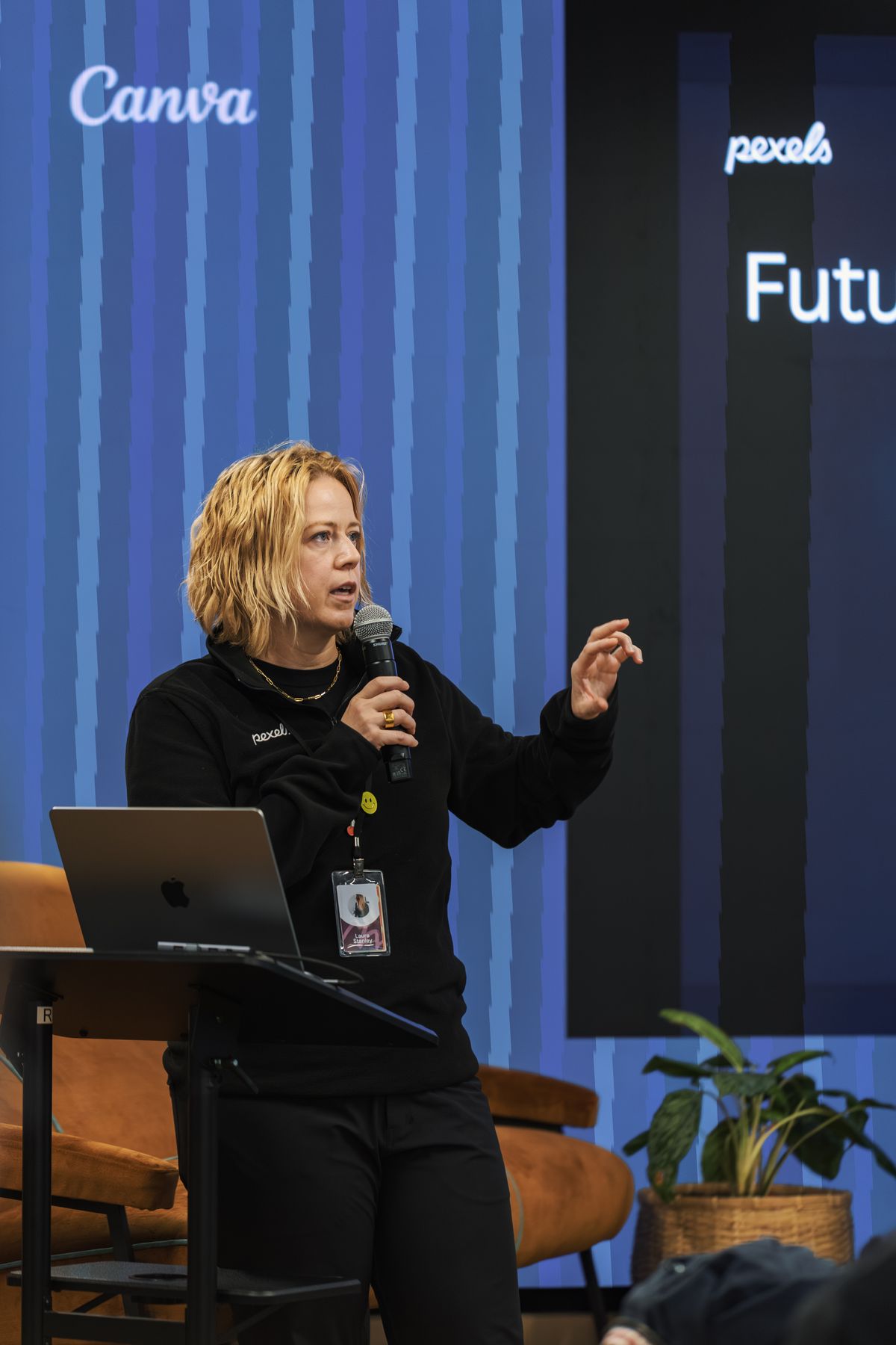 A keynote in progress at a technology conference