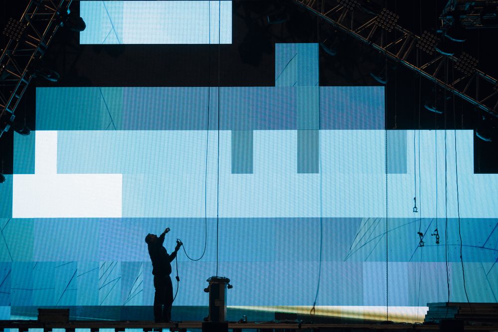 Stage visuals playing across the venue display
