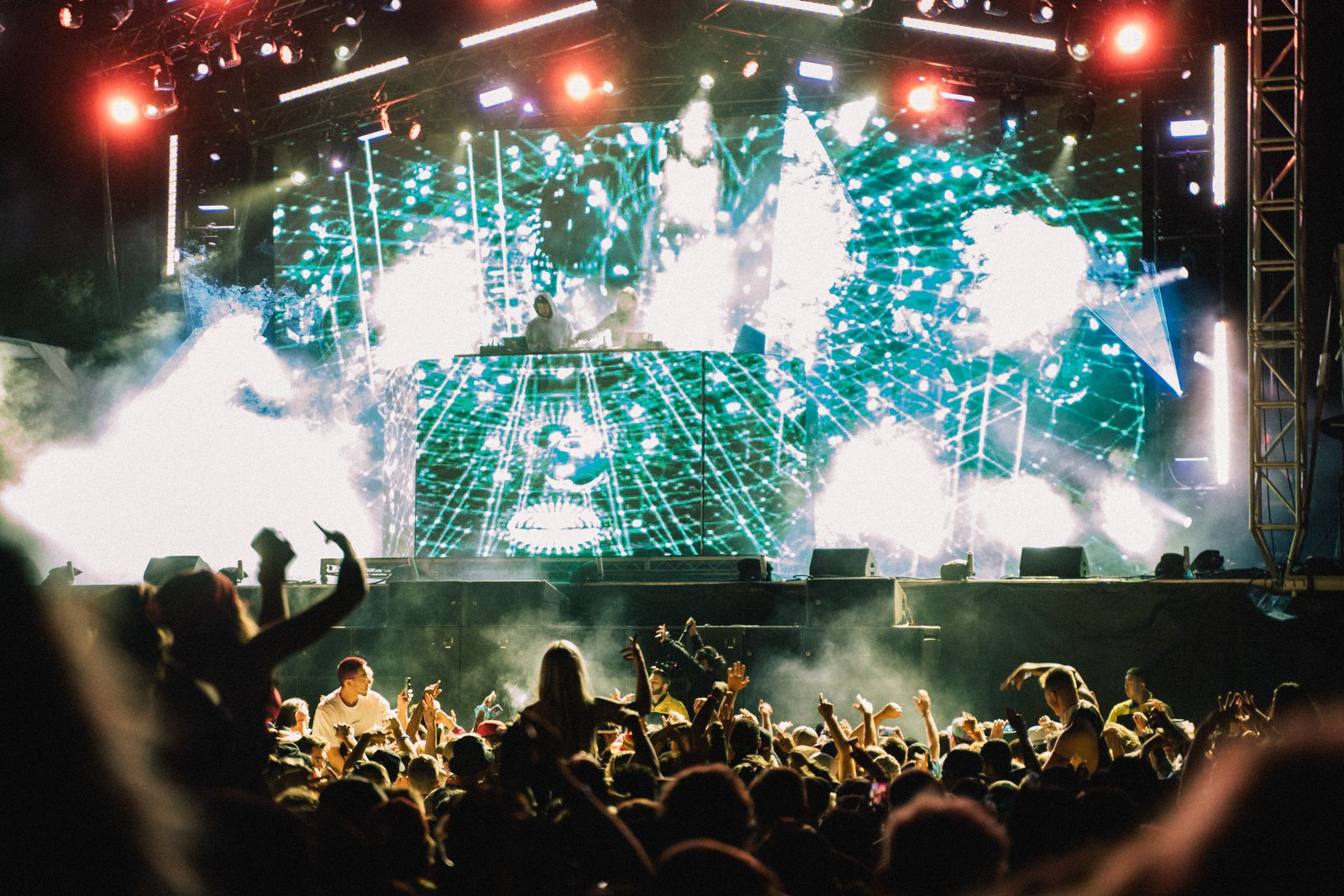 The main stage and LED display during a show
